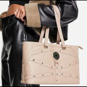 Authentic LOVE MOSCHINO Stud Detail Tote genuine pebble leather- made in Italy